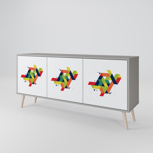 FUTURE SIGN 3-Door Sideboard in Grey Finish