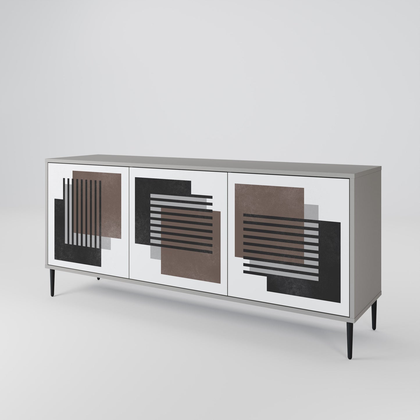 SHADOW SYNCHRONY 3-Door Sideboard in Grey Finish