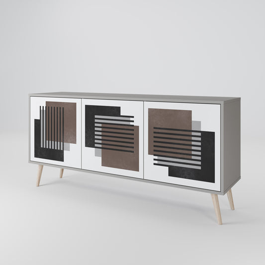 SHADOW SYNCHRONY 3-Door Sideboard in Grey Finish