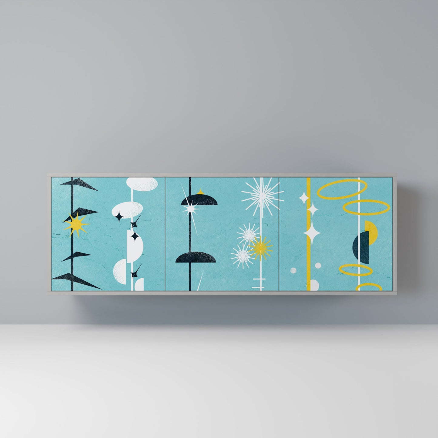 PATHS TO HAPPINESS 3-Door Sideboard in Grey Finish