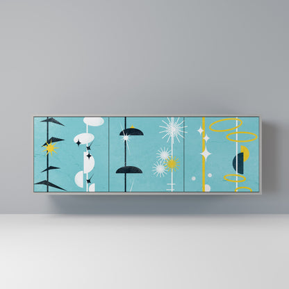 PATHS TO HAPPINESS 3-Door Sideboard in Grey Finish