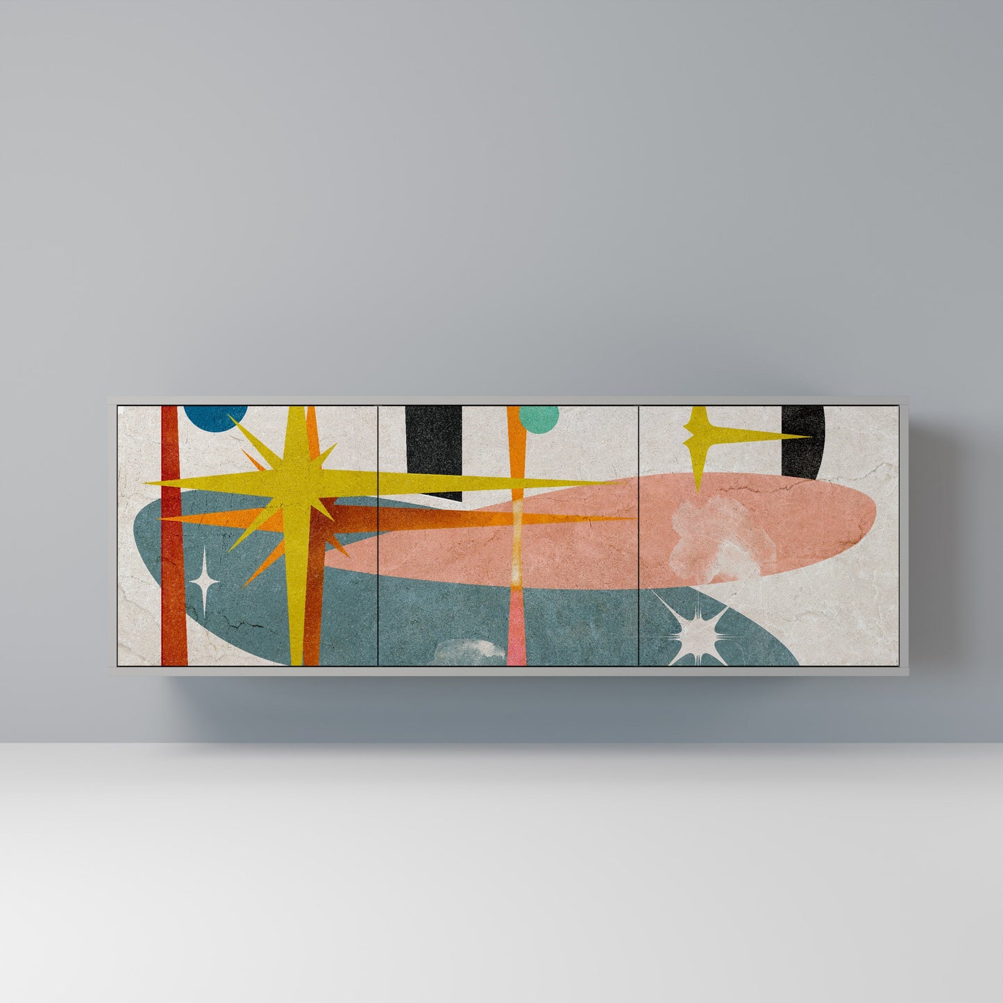 INTERSTELLAR VIBES 3-Door Sideboard in Grey Finish