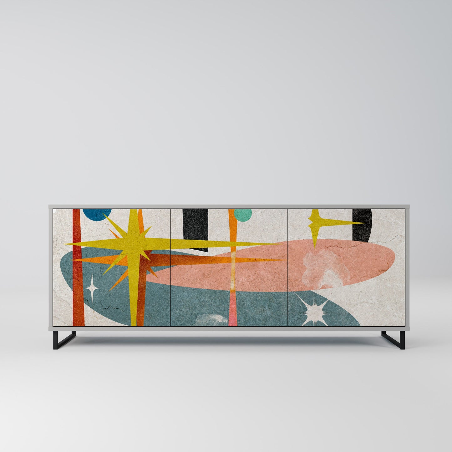 INTERSTELLAR VIBES 3-Door Sideboard in Grey Finish