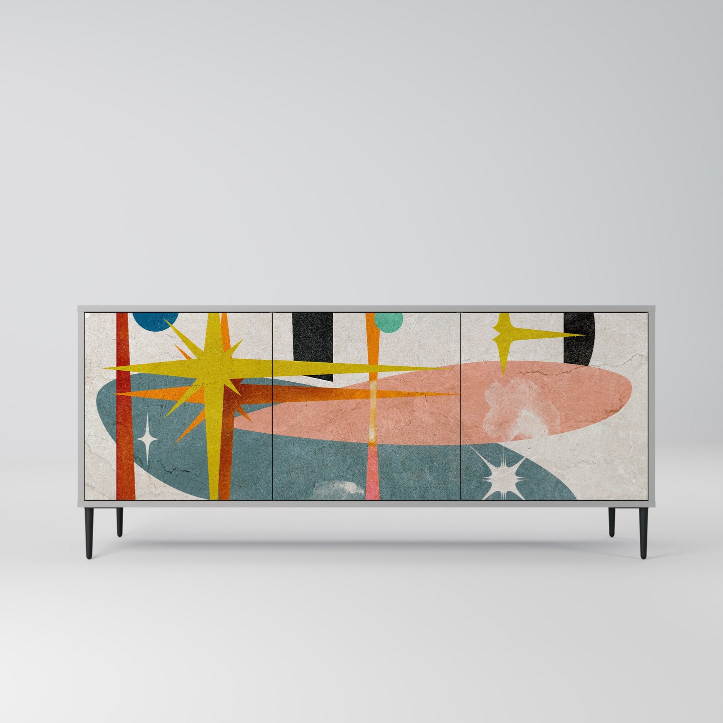 INTERSTELLAR VIBES 3-Door Sideboard in Grey Finish