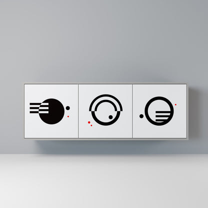 BLACK AND WHITE COMBINATION 3-Door Sideboard in Grey Finish