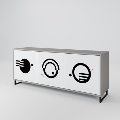 BLACK AND WHITE COMBINATION 3-Door Sideboard in Grey Finish