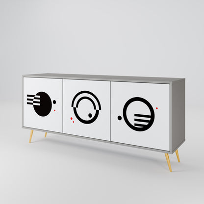 BLACK AND WHITE COMBINATION 3-Door Sideboard in Grey Finish