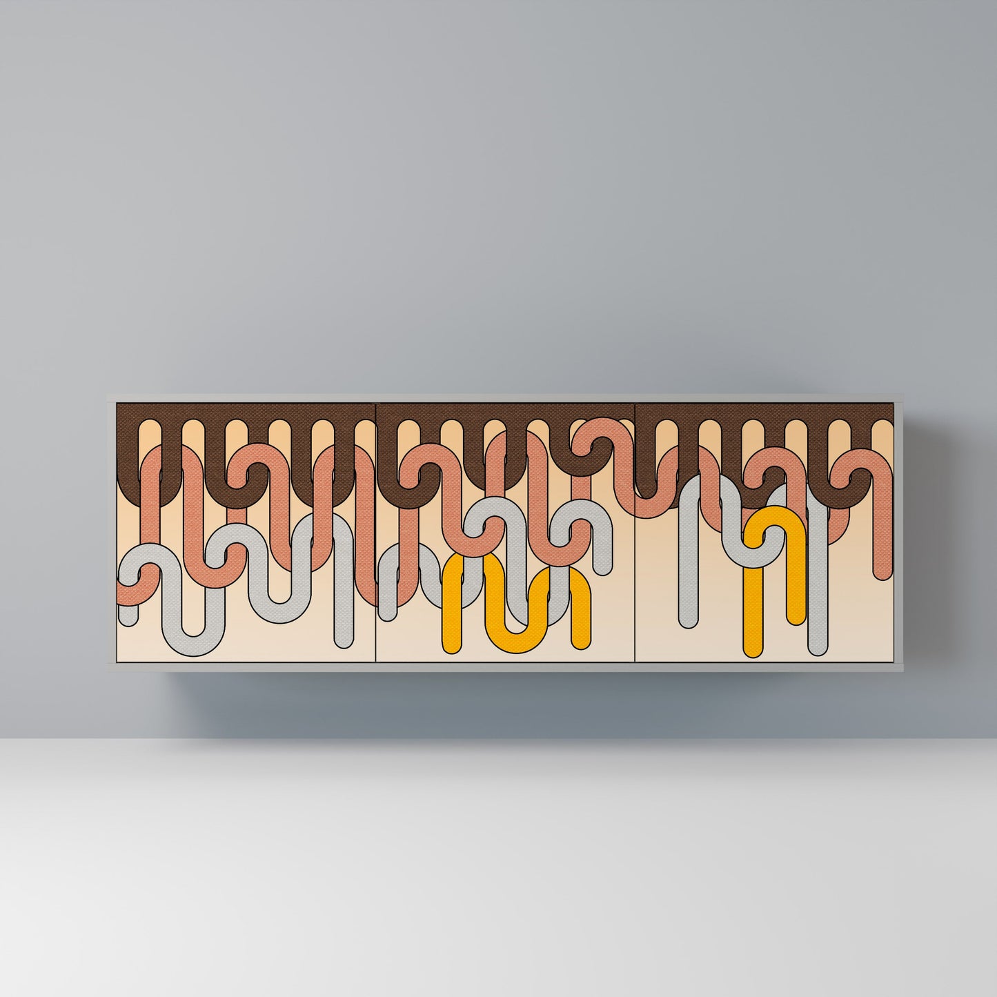 COLORFUL STRINGS 3-Door Sideboard in Grey Finish