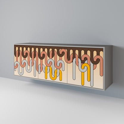 COLORFUL STRINGS 3-Door Sideboard in Grey Finish