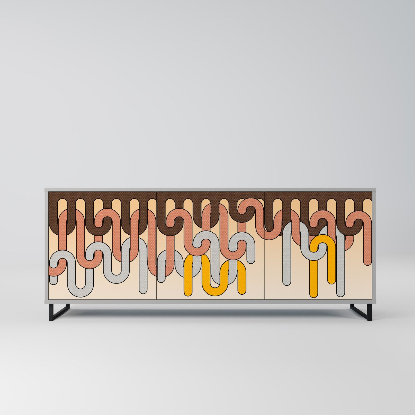 COLORFUL STRINGS 3-Door Sideboard in Grey Finish