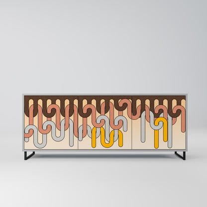 COLORFUL STRINGS 3-Door Sideboard in Grey Finish