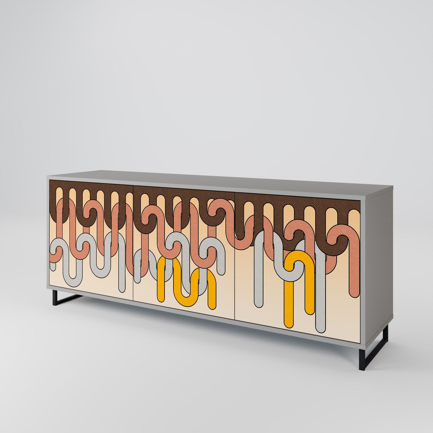 COLORFUL STRINGS 3-Door Sideboard in Grey Finish
