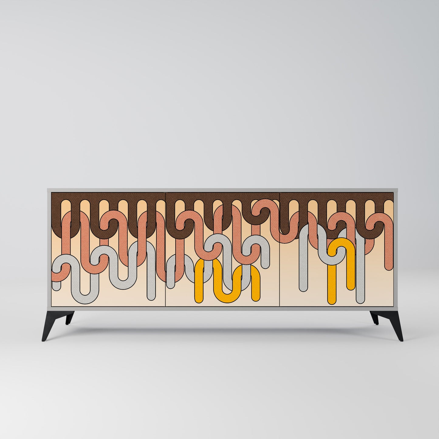 COLORFUL STRINGS 3-Door Sideboard in Grey Finish