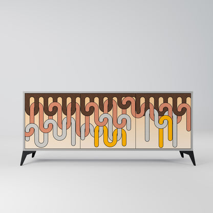 COLORFUL STRINGS 3-Door Sideboard in Grey Finish
