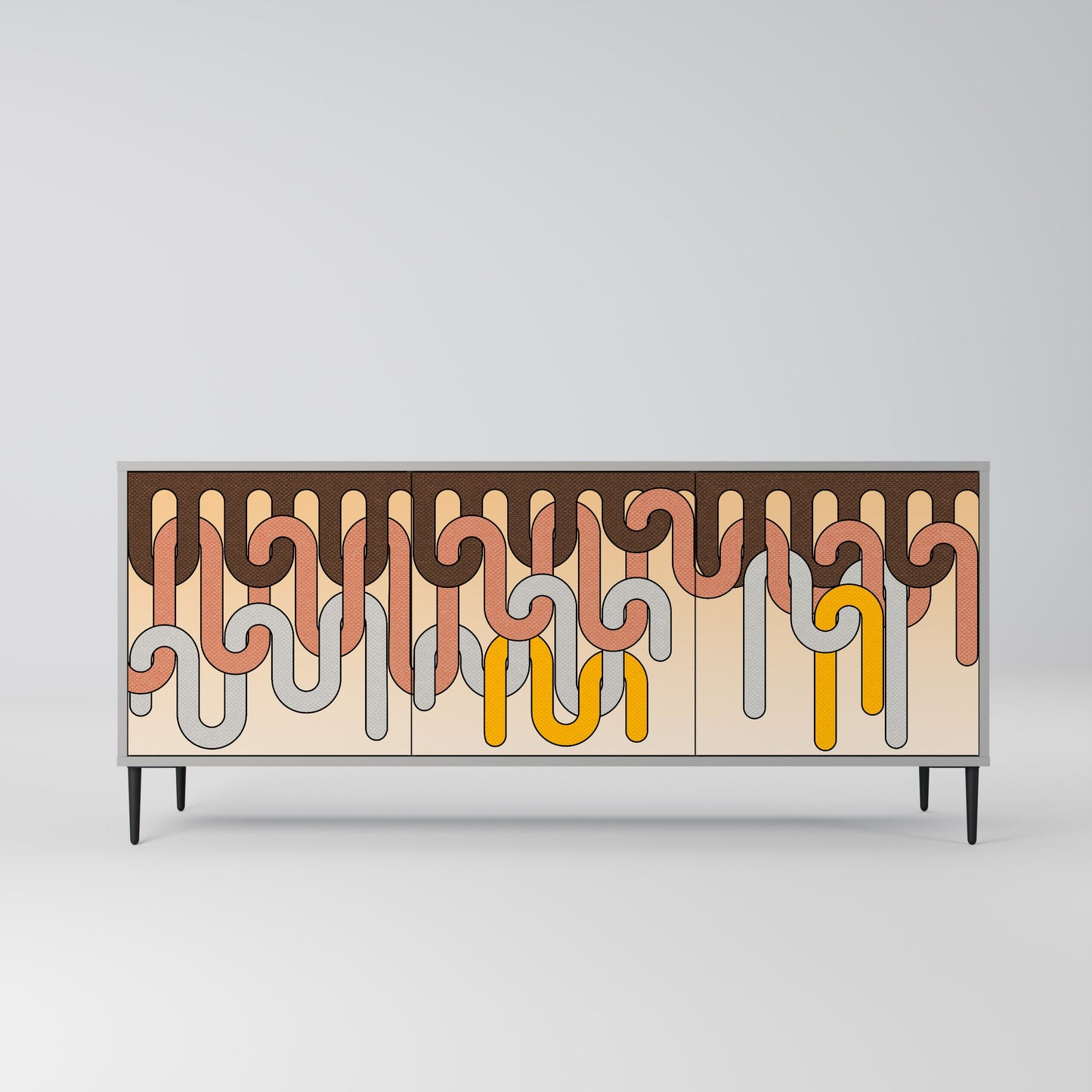 COLORFUL STRINGS 3-Door Sideboard in Grey Finish