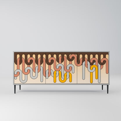 COLORFUL STRINGS 3-Door Sideboard in Grey Finish