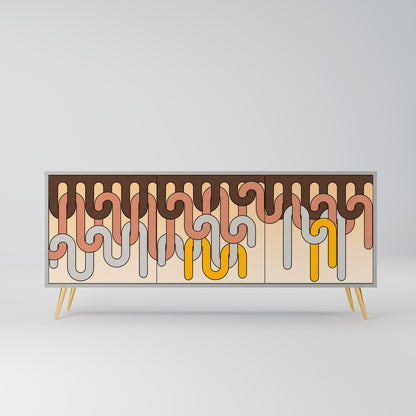 COLORFUL STRINGS 3-Door Sideboard in Grey Finish