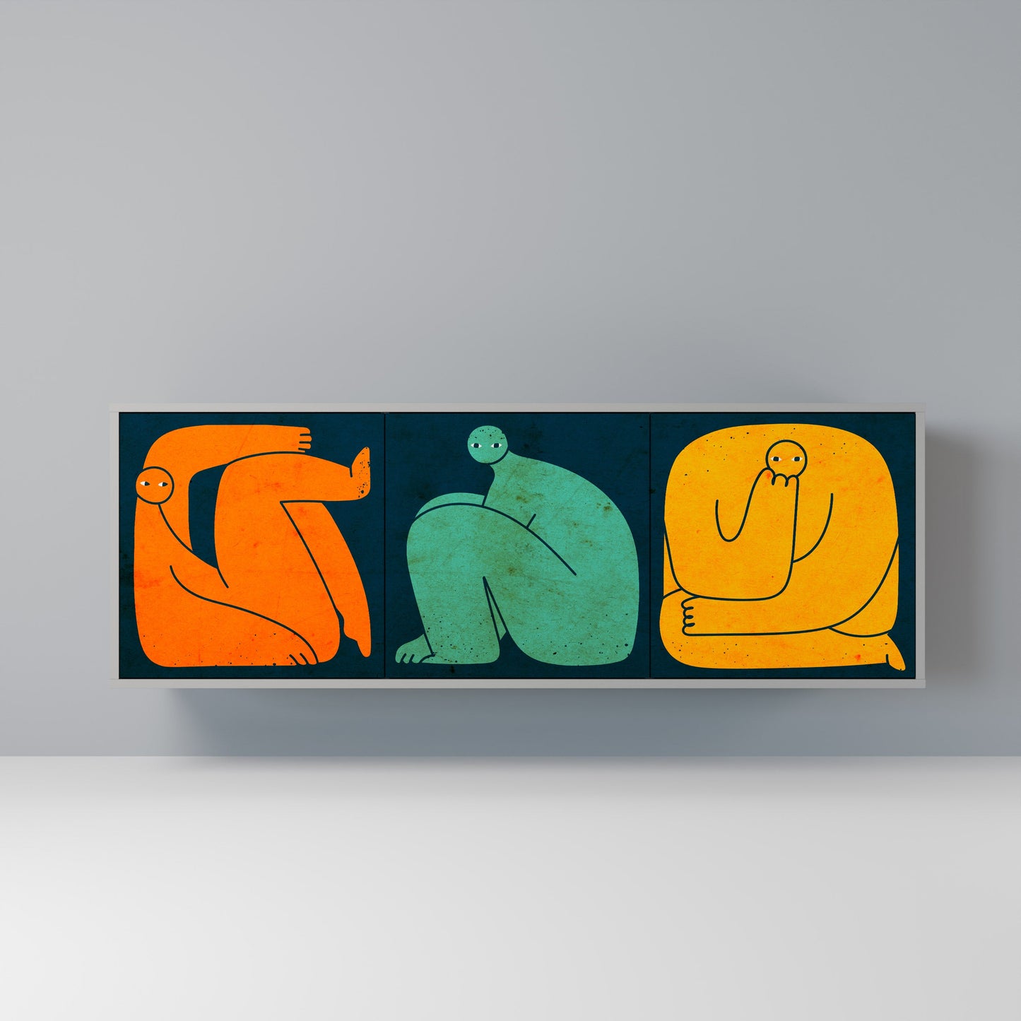 TOGETHER BUT SEPARATELY 3-Door Sideboard in Grey Finish