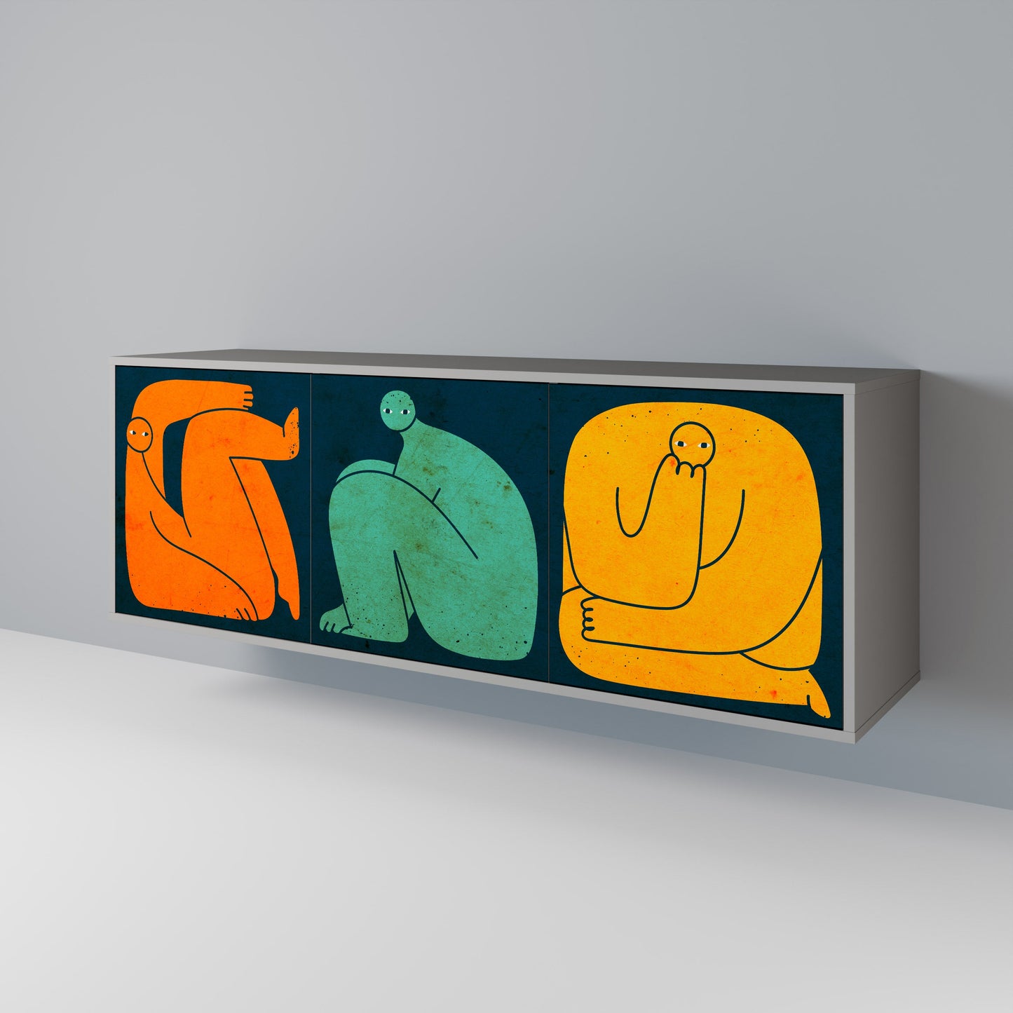 TOGETHER BUT SEPARATELY 3-Door Sideboard in Grey Finish