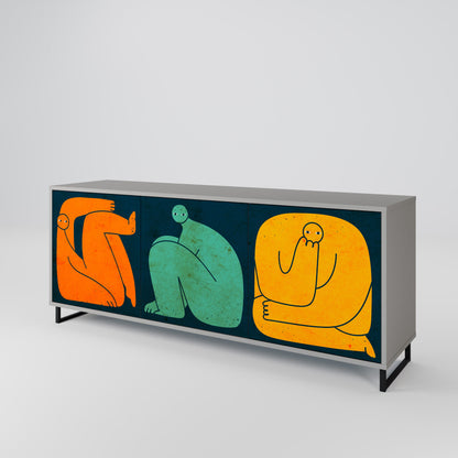 TOGETHER BUT SEPARATELY 3-Door Sideboard in Grey Finish