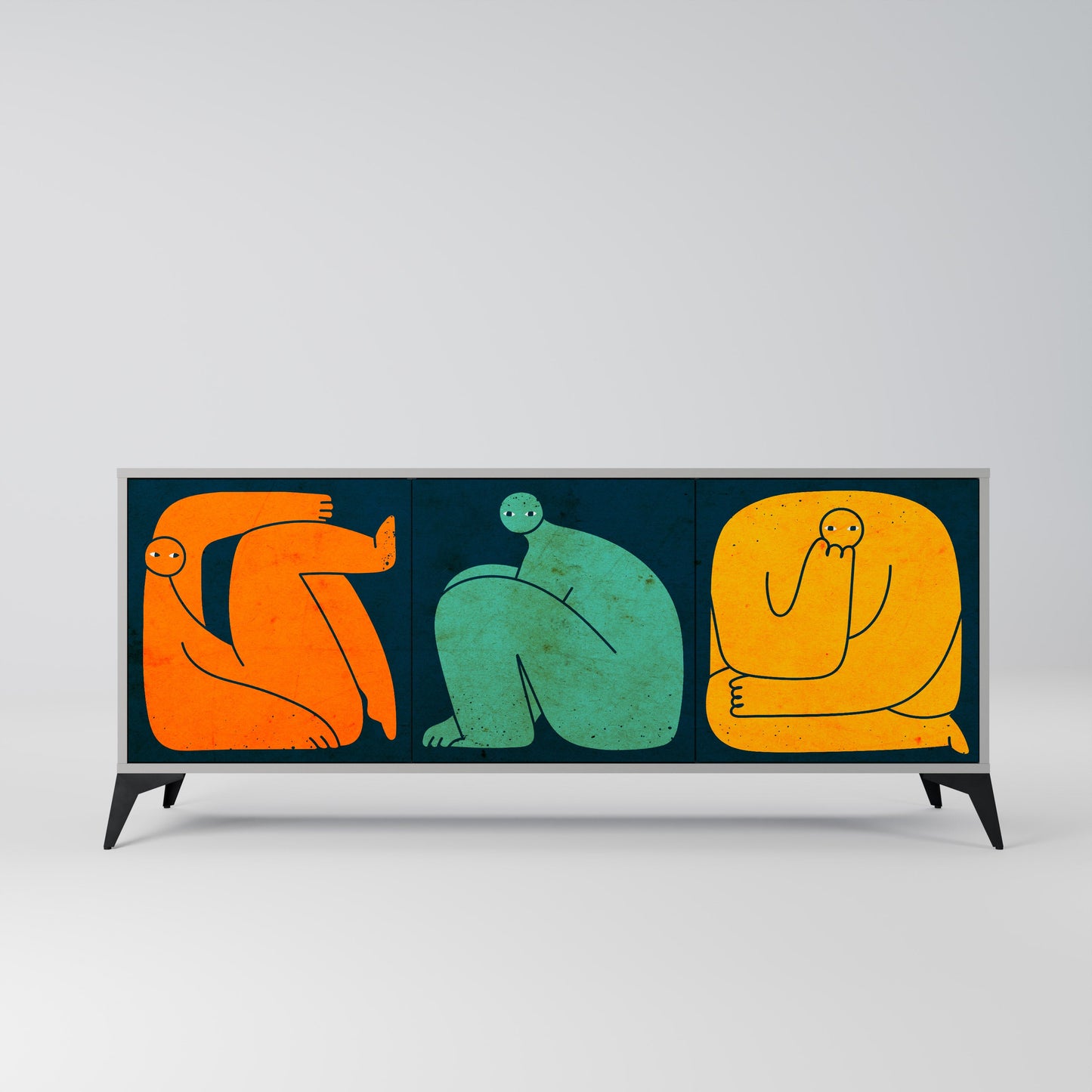 TOGETHER BUT SEPARATELY 3-Door Sideboard in Grey Finish