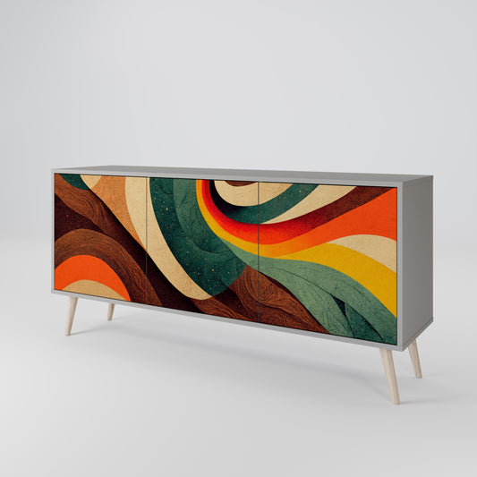 COLORFUL STRANDS 3-Door Sideboard in Grey Finish