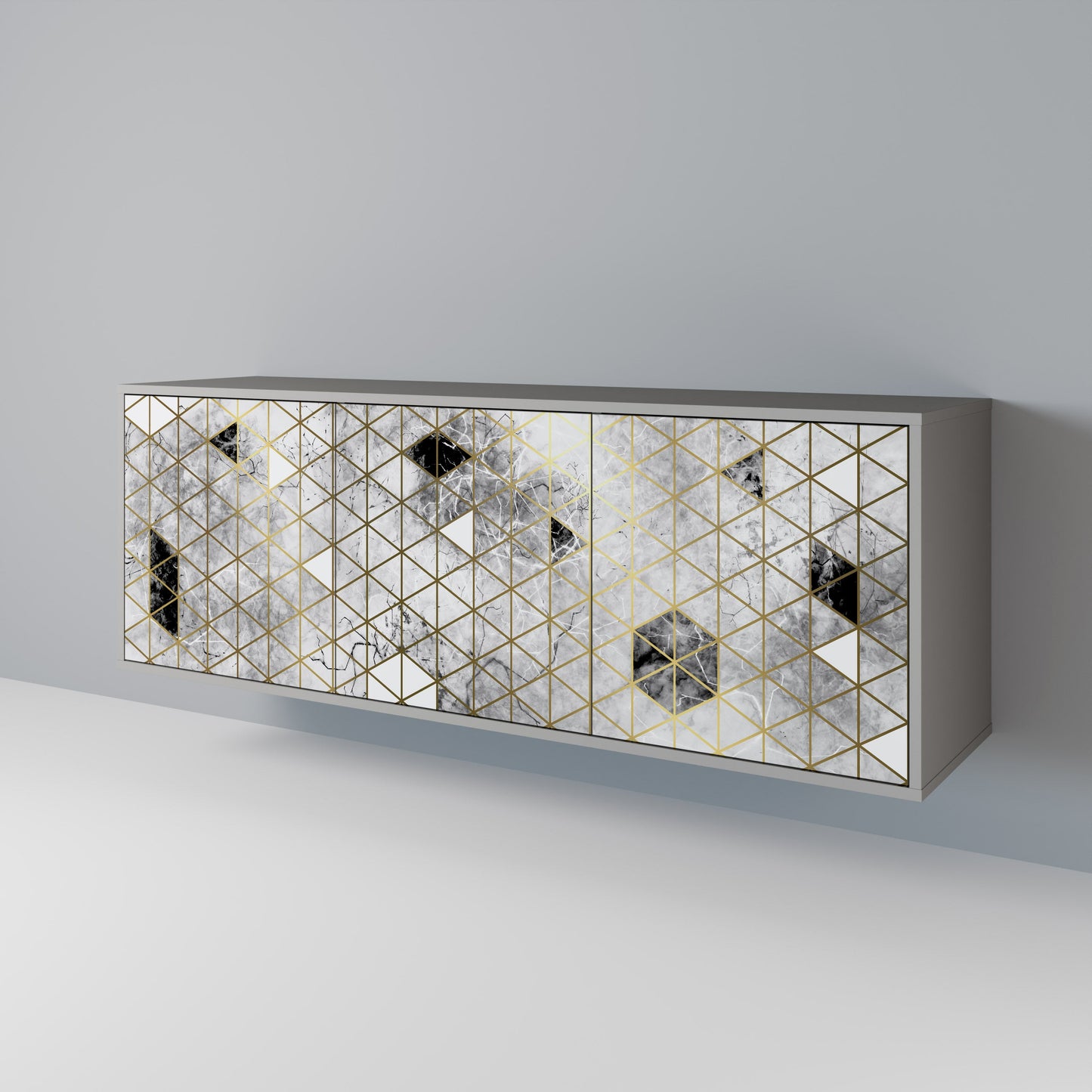 ASHEN ARIA 3-Door Sideboard in Grey Finish