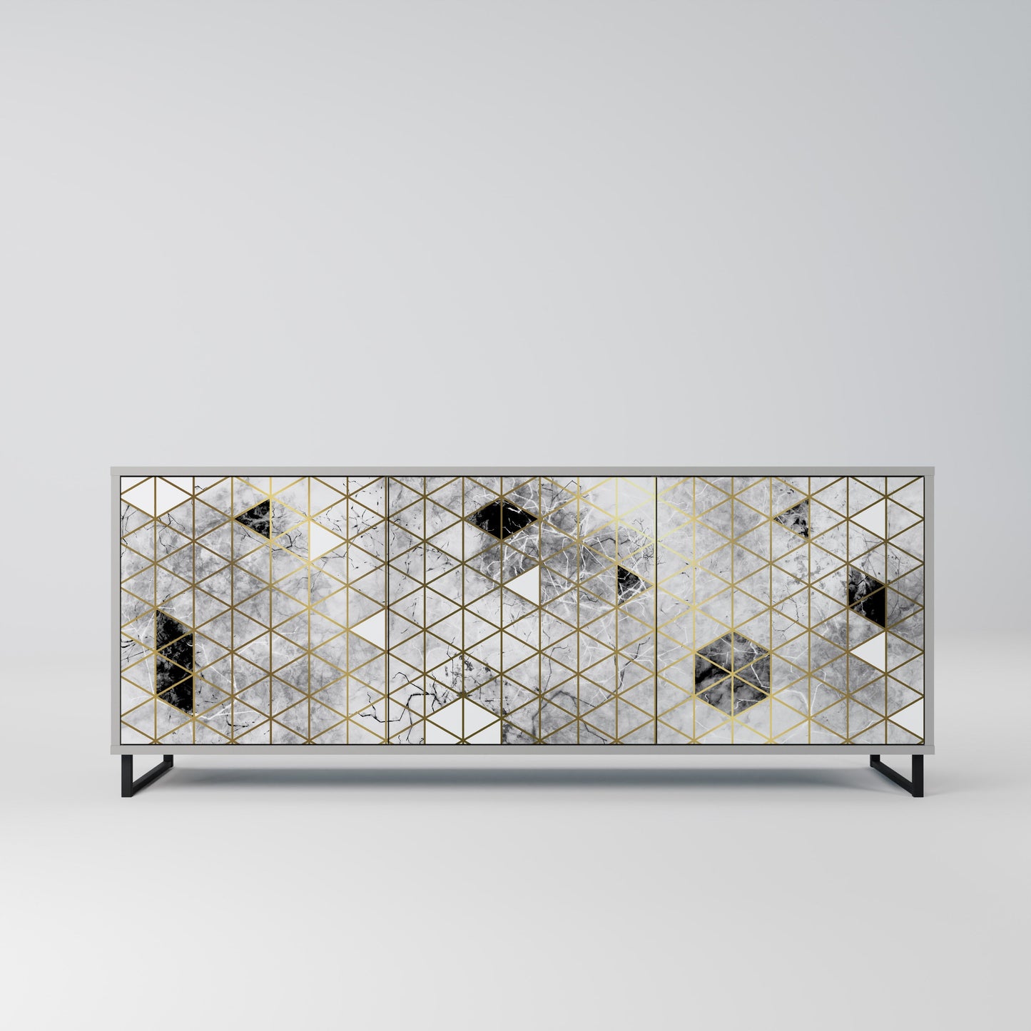 ASHEN ARIA 3-Door Sideboard in Grey Finish