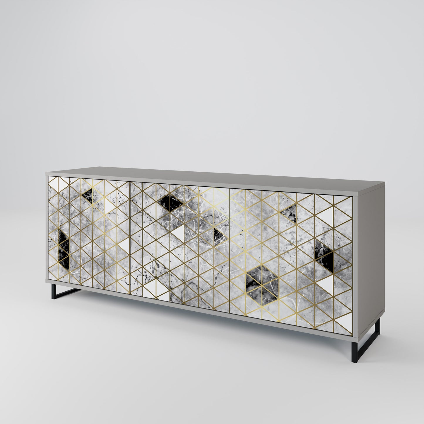 ASHEN ARIA 3-Door Sideboard in Grey Finish