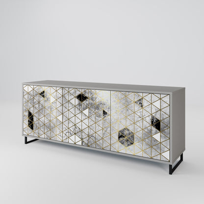 ASHEN ARIA 3-Door Sideboard in Grey Finish