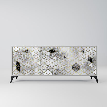 ASHEN ARIA 3-Door Sideboard in Grey Finish