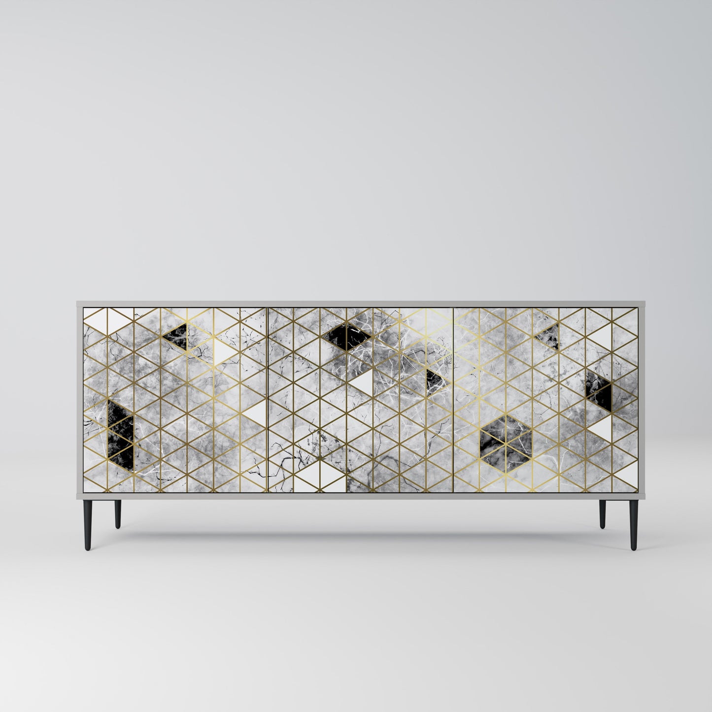 ASHEN ARIA 3-Door Sideboard in Grey Finish