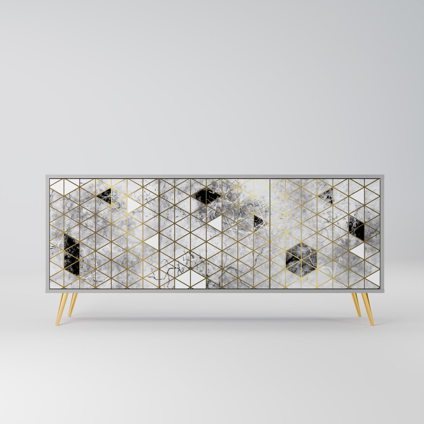 ASHEN ARIA 3-Door Sideboard in Grey Finish