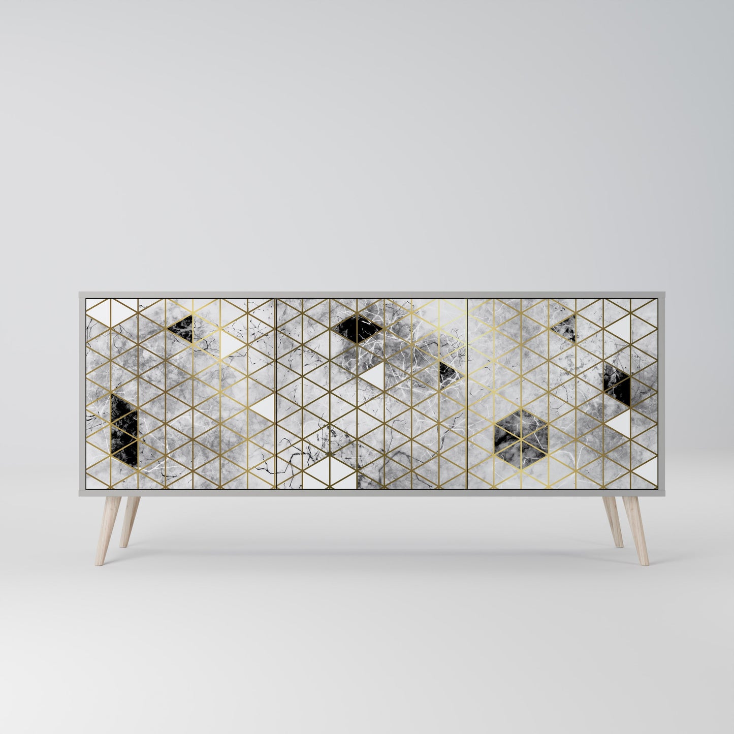 ASHEN ARIA 3-Door Sideboard in Grey Finish