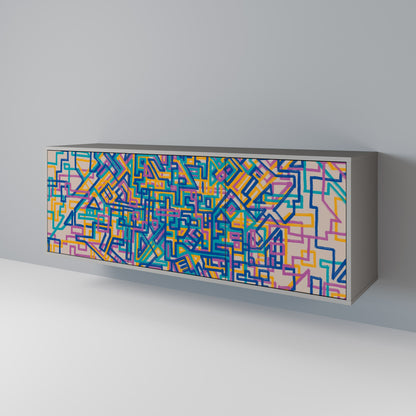 MEMORIES MAP 3-Door Sideboard in Grey Finish