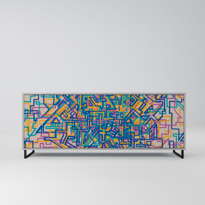 MEMORIES MAP 3-Door Sideboard in Grey Finish