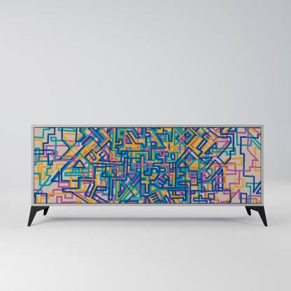 MEMORIES MAP 3-Door Sideboard in Grey Finish