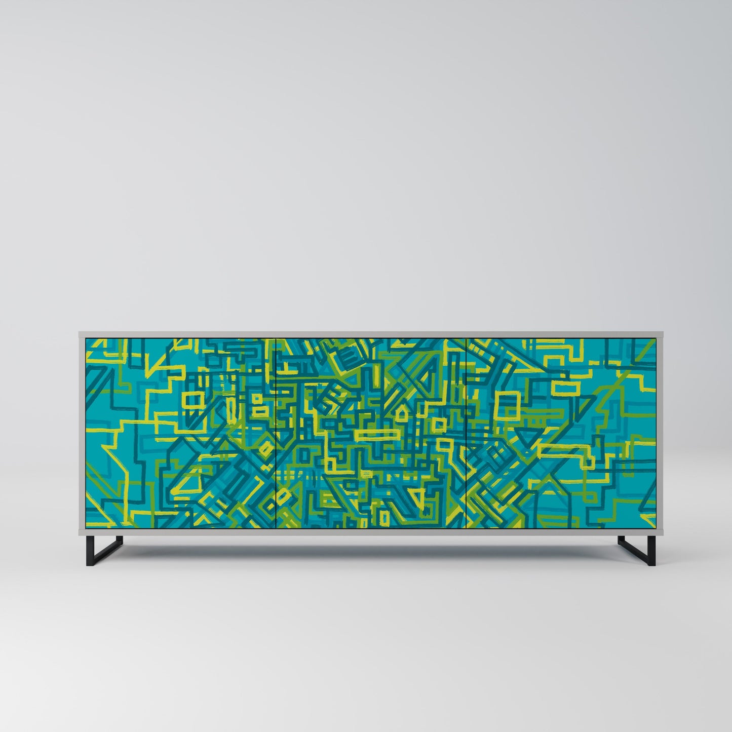 NOSTALGIC MEMORIES 3-Door Sideboard in Grey Finish