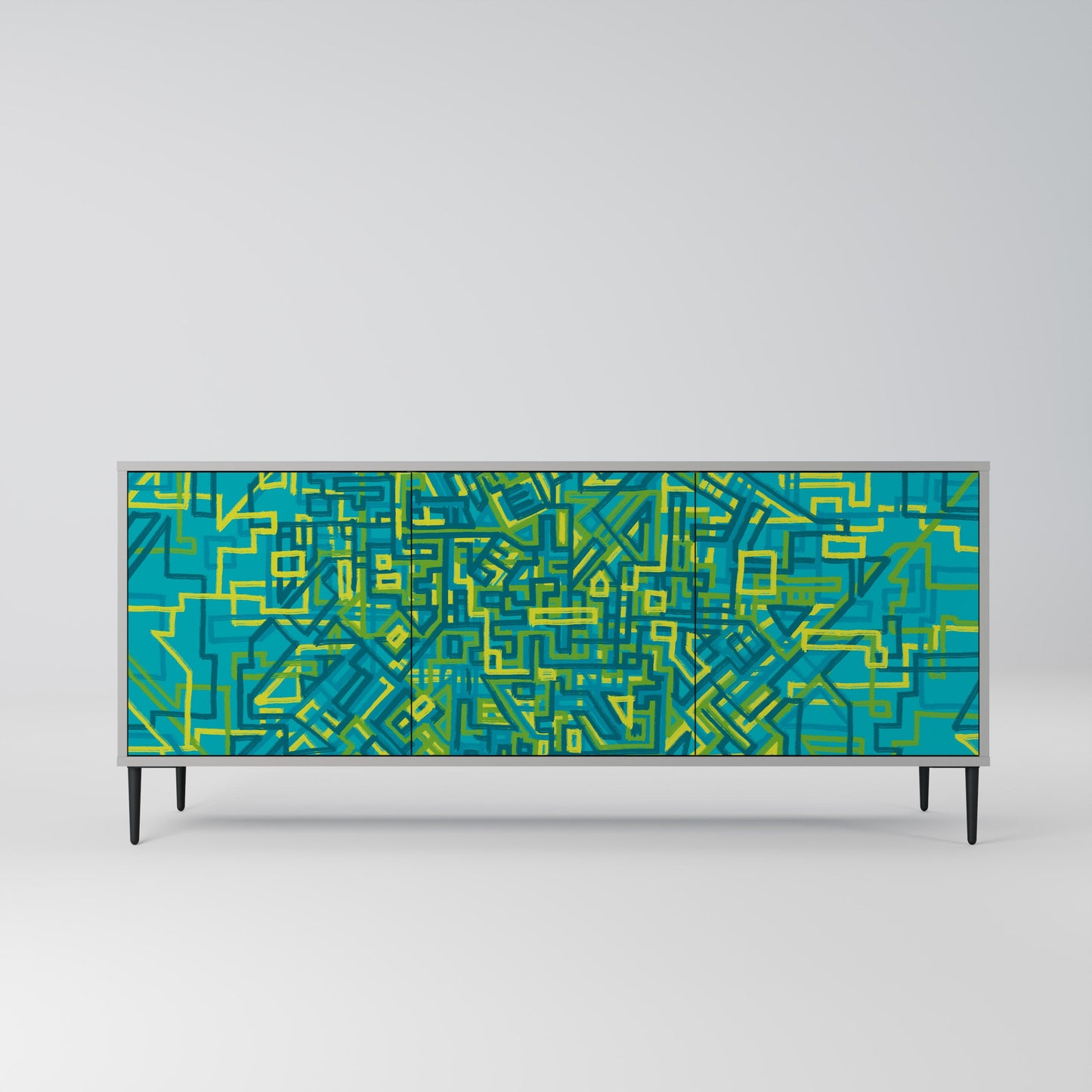 NOSTALGIC MEMORIES 3-Door Sideboard in Grey Finish