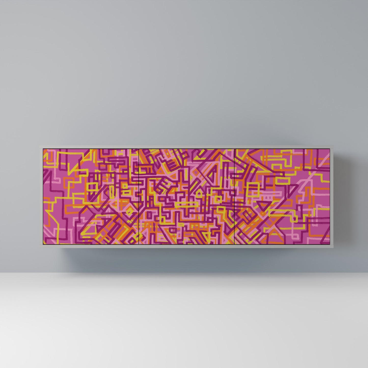 LOVELY MEMORIES 3-Door Sideboard in Grey Finish