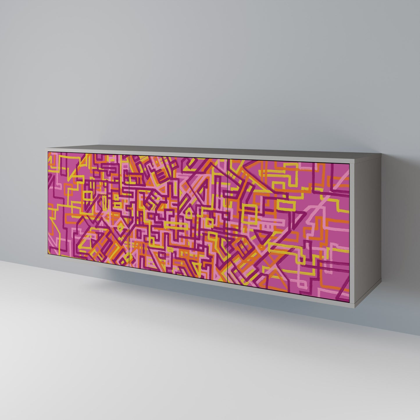 LOVELY MEMORIES 3-Door Sideboard in Grey Finish