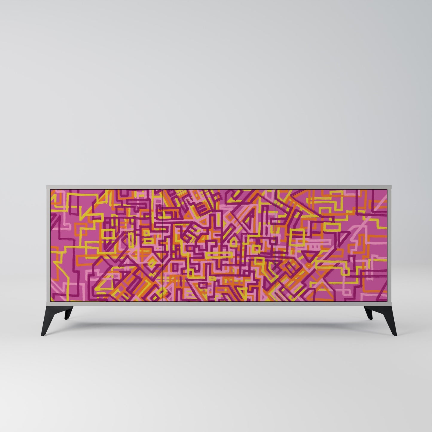 LOVELY MEMORIES 3-Door Sideboard in Grey Finish