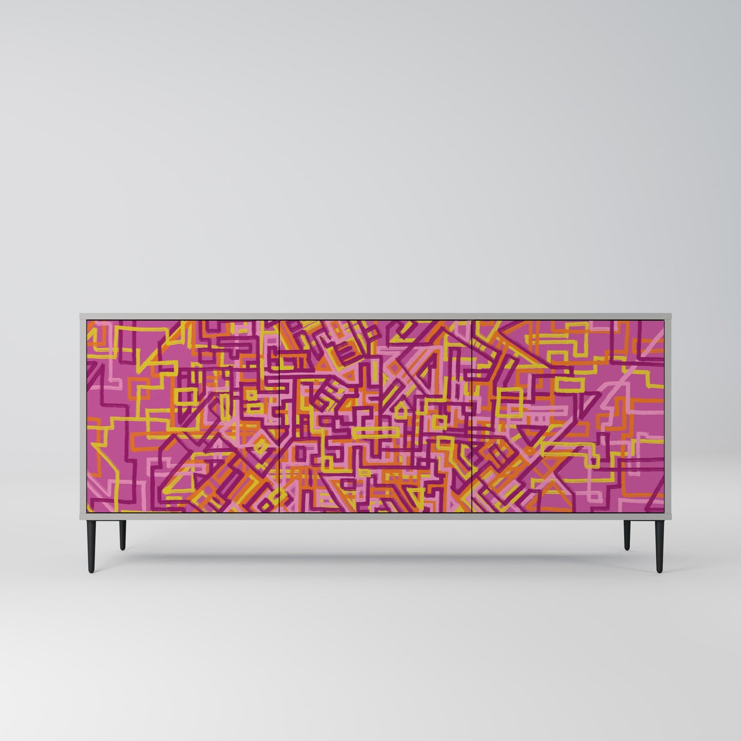 LOVELY MEMORIES 3-Door Sideboard in Grey Finish