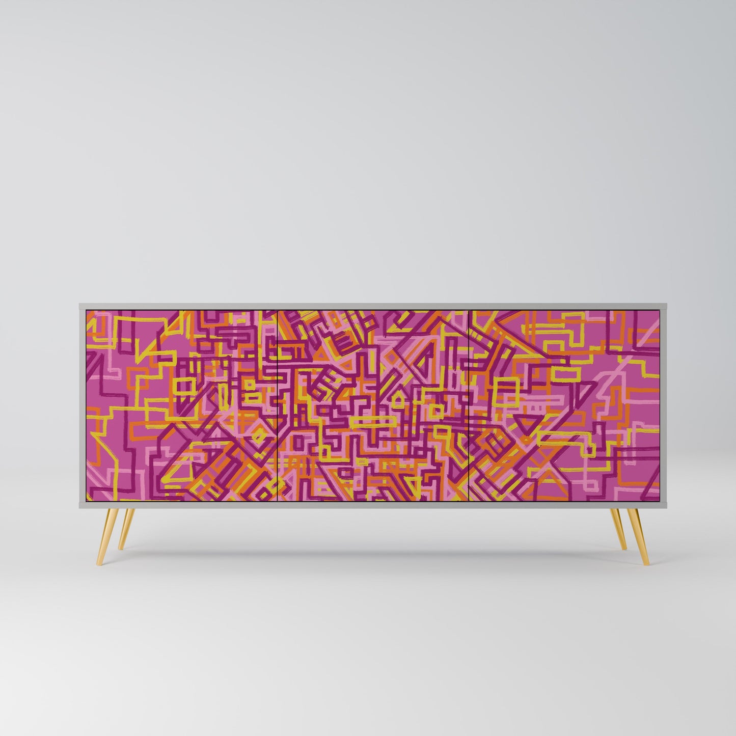 LOVELY MEMORIES 3-Door Sideboard in Grey Finish