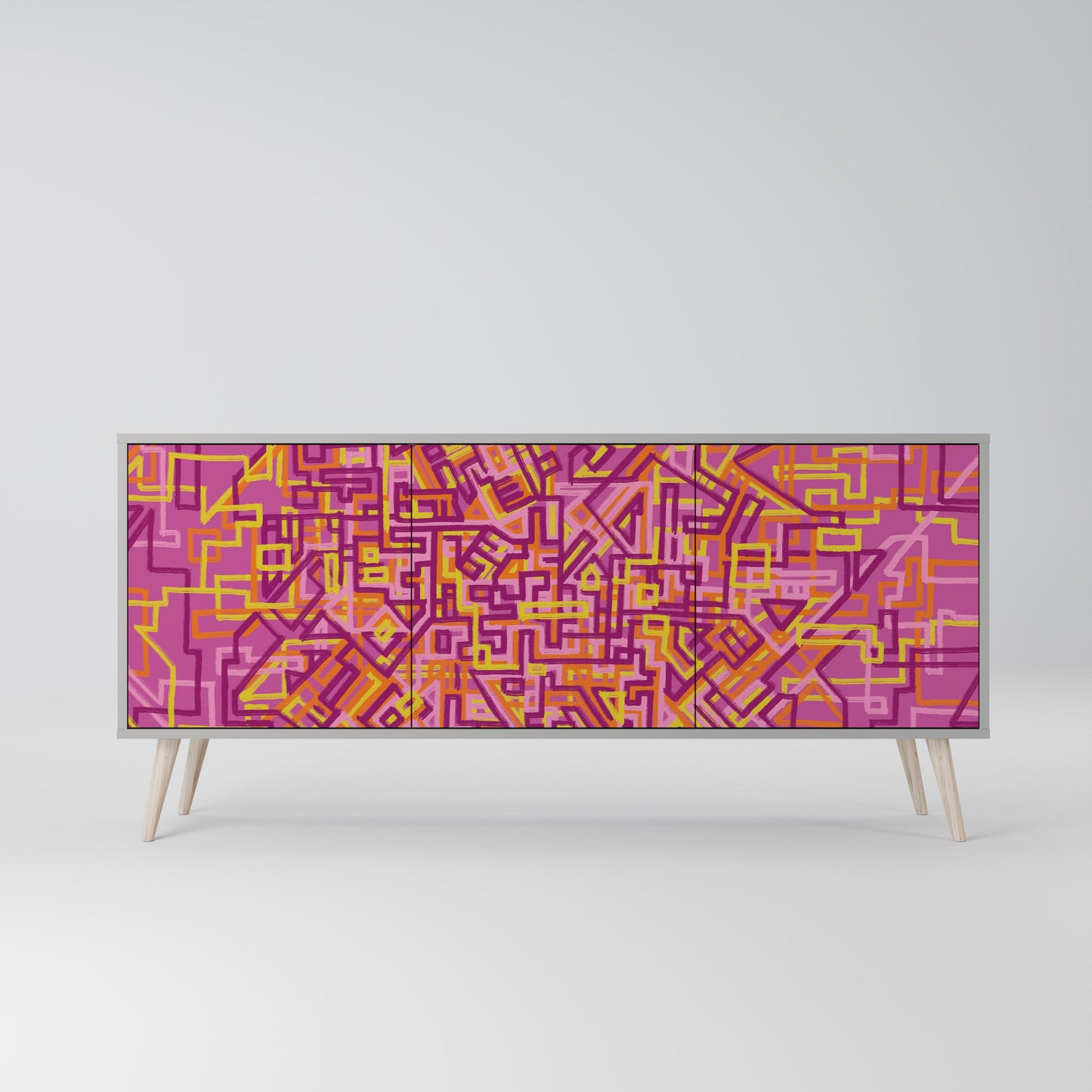 LOVELY MEMORIES 3-Door Sideboard in Grey Finish