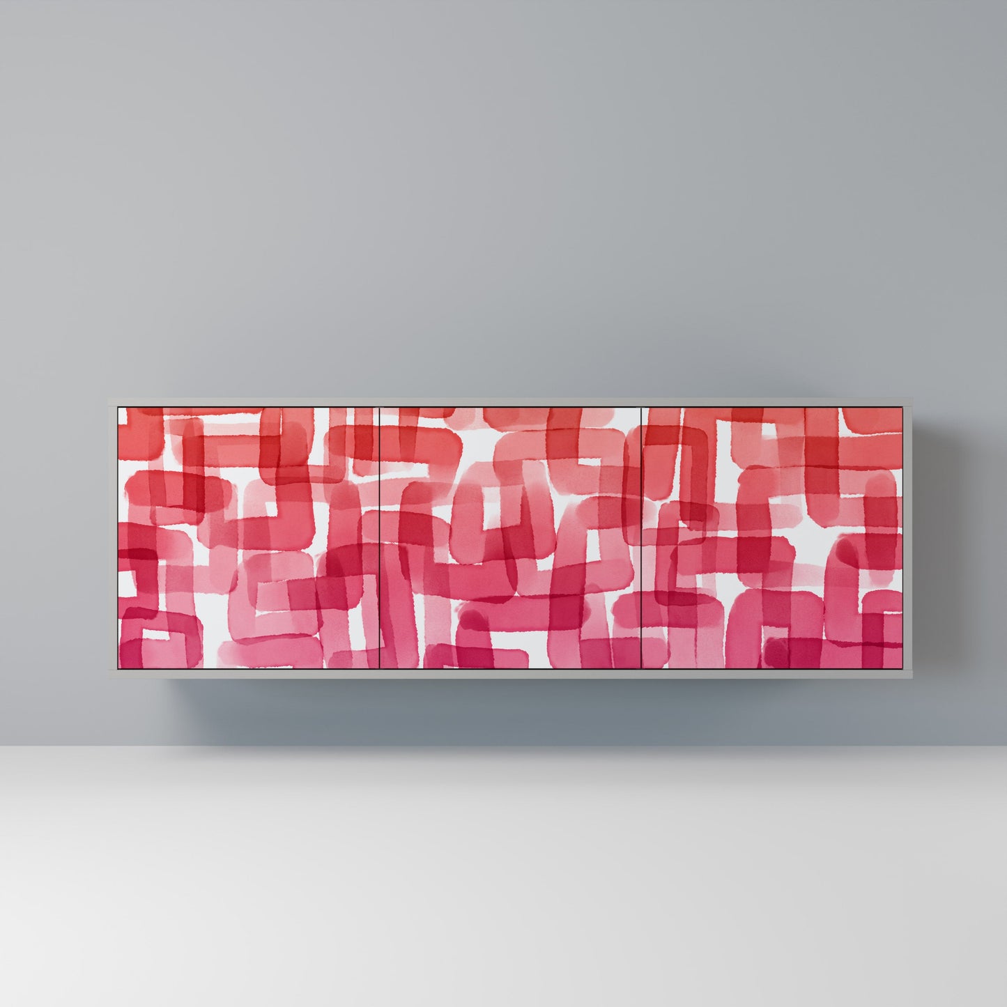 KALEIDOSCOPIC CUBISM 3-Door Sideboard in Grey Finish
