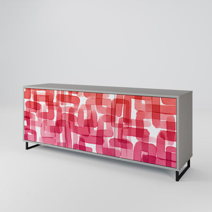 KALEIDOSCOPIC CUBISM 3-Door Sideboard in Grey Finish