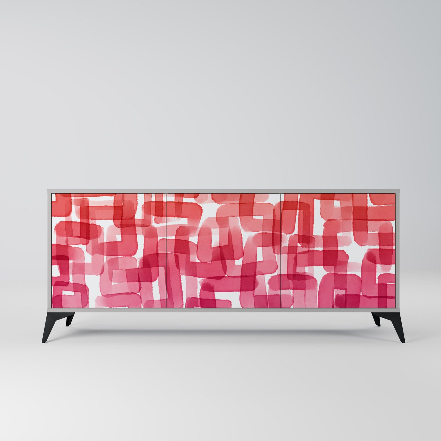 KALEIDOSCOPIC CUBISM 3-Door Sideboard in Grey Finish