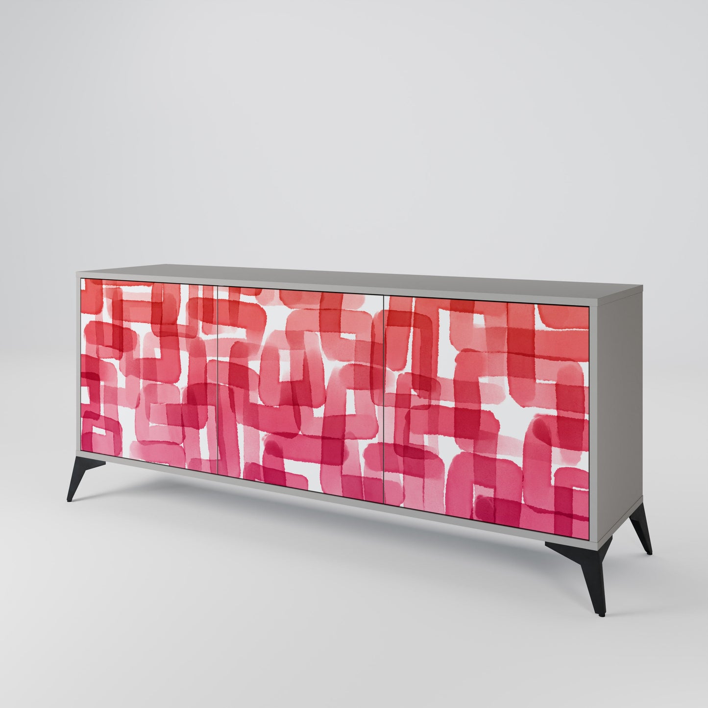 KALEIDOSCOPIC CUBISM 3-Door Sideboard in Grey Finish