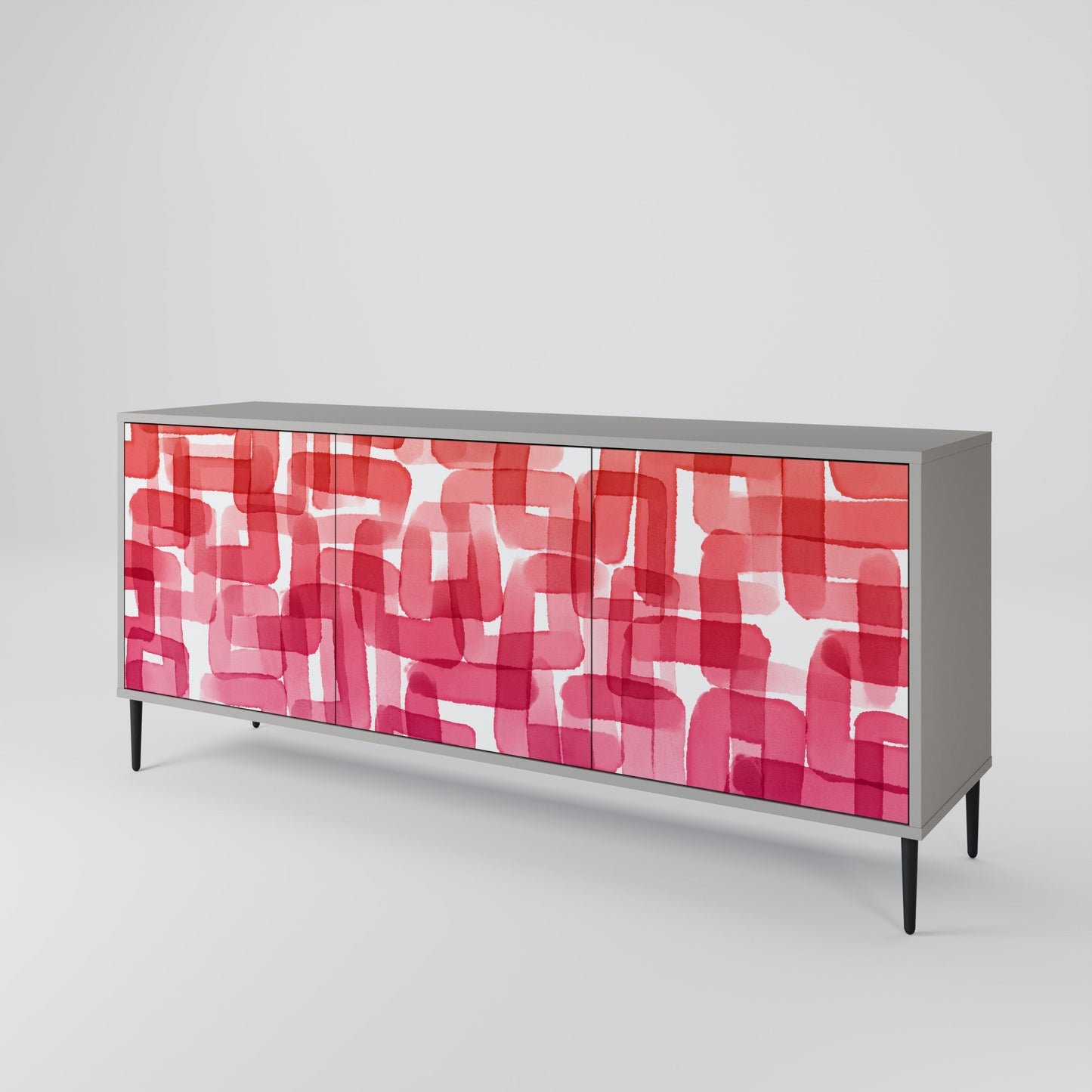 KALEIDOSCOPIC CUBISM 3-Door Sideboard in Grey Finish